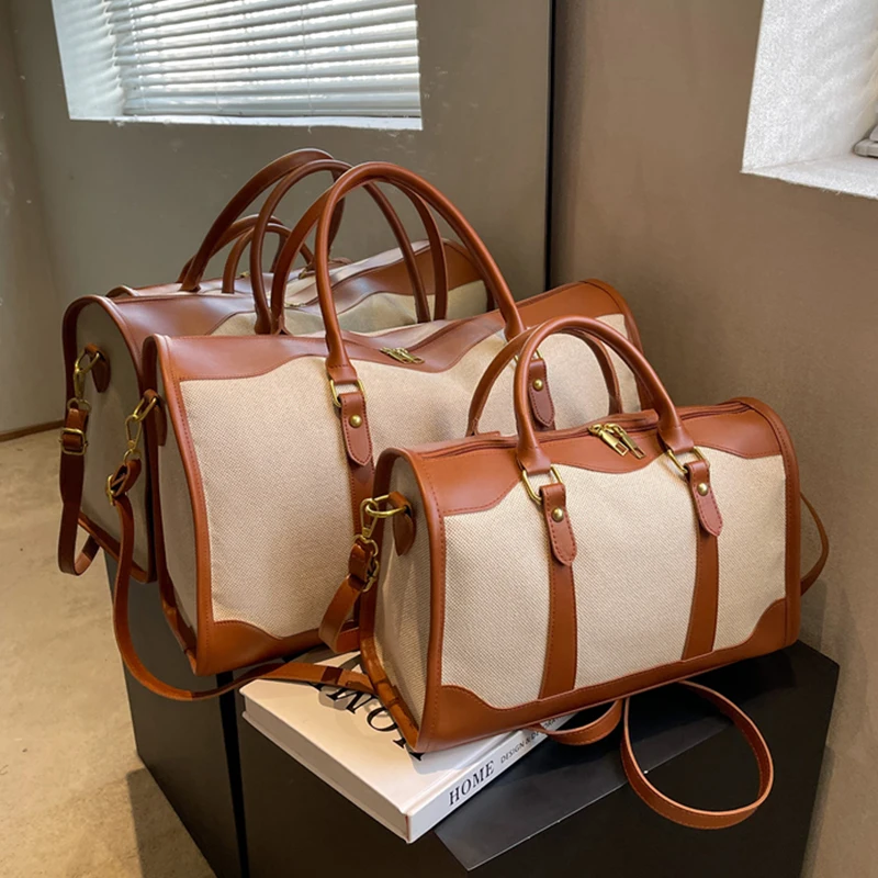 Vintage military Canvas Leather men travel bags Carry on Luggage bags Men Duffel bags travel tote large weekend Bag Overnight