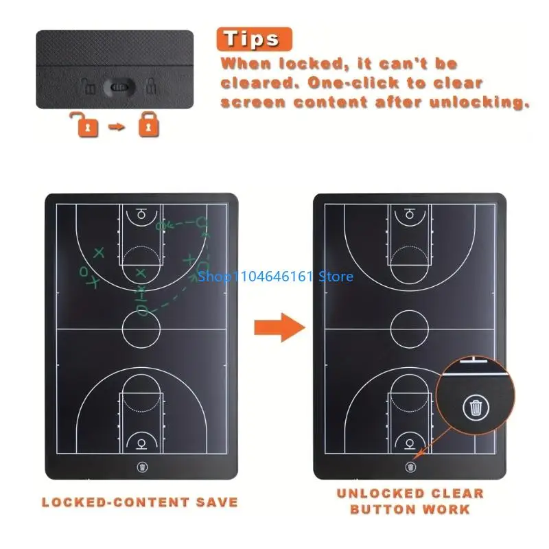 Reusable Basketball Coaching Board Tactically Drawing Screen With Styluses Pen
