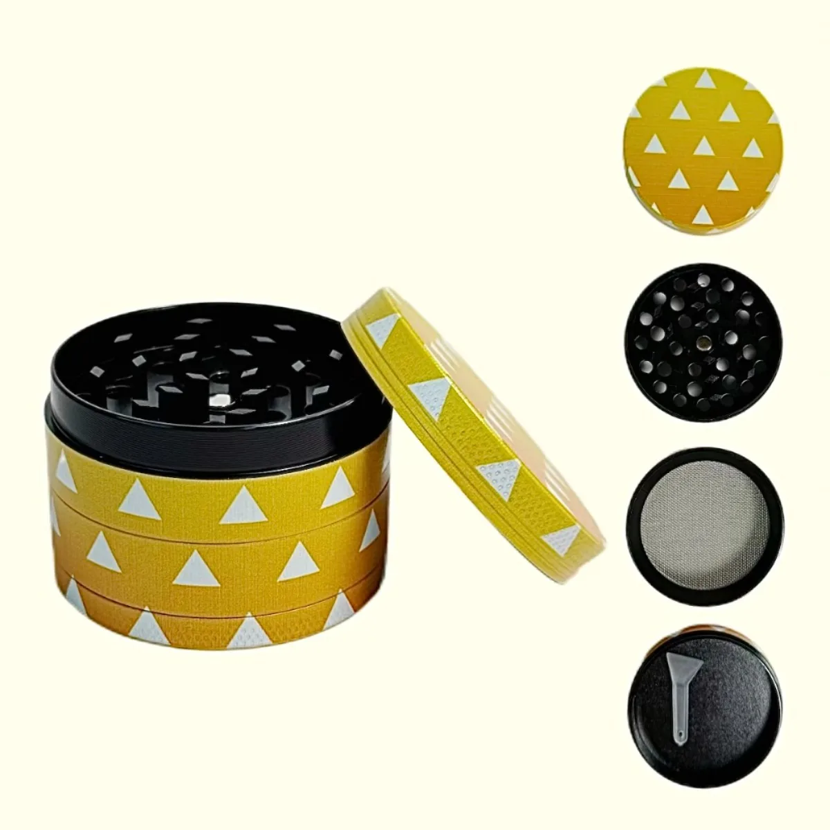 2inch 5cm Kimetsu no Yaiba Collaboration Zenitsu 4-Layer Zinc Alloy Metal Grinder  Manual Herb Tobacco Grinding Tool Gift