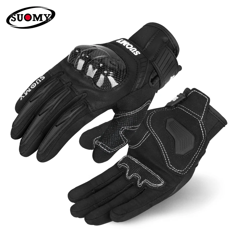 Newest SUOMY Summer Motorcycle Full Finger Gloves Breathable Outdoor Bicycle Riding Sports Protective Motocross Gloves