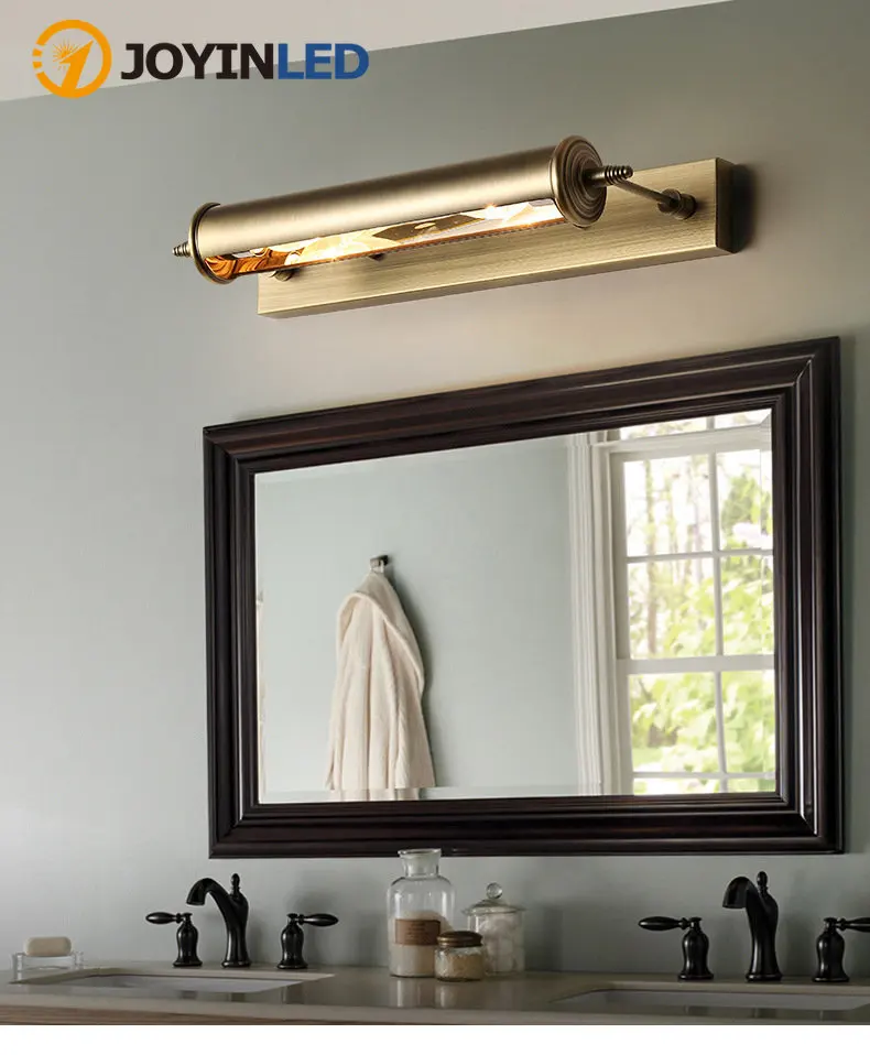 Retro Bronze Light Luxury European Style Mirror Cabinet Lamp Luxury Villa Bathroom Wall Lamp LED Wash Table Mirror Lamp