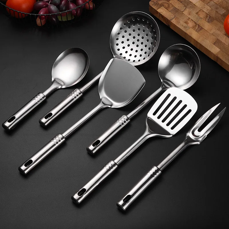 Stainless Steel Cooking Tools Set Spatula Shovel Colander Pots Rice Soup Spoon Kitchenware Accessories Kitchen Utensils Cookware