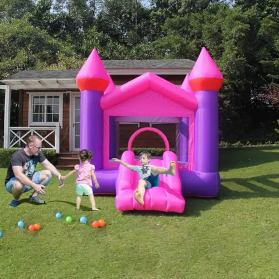 Casa inflável rosa do partido da casa do castelo do salto com ventilador de ar da categoria comercial incluído