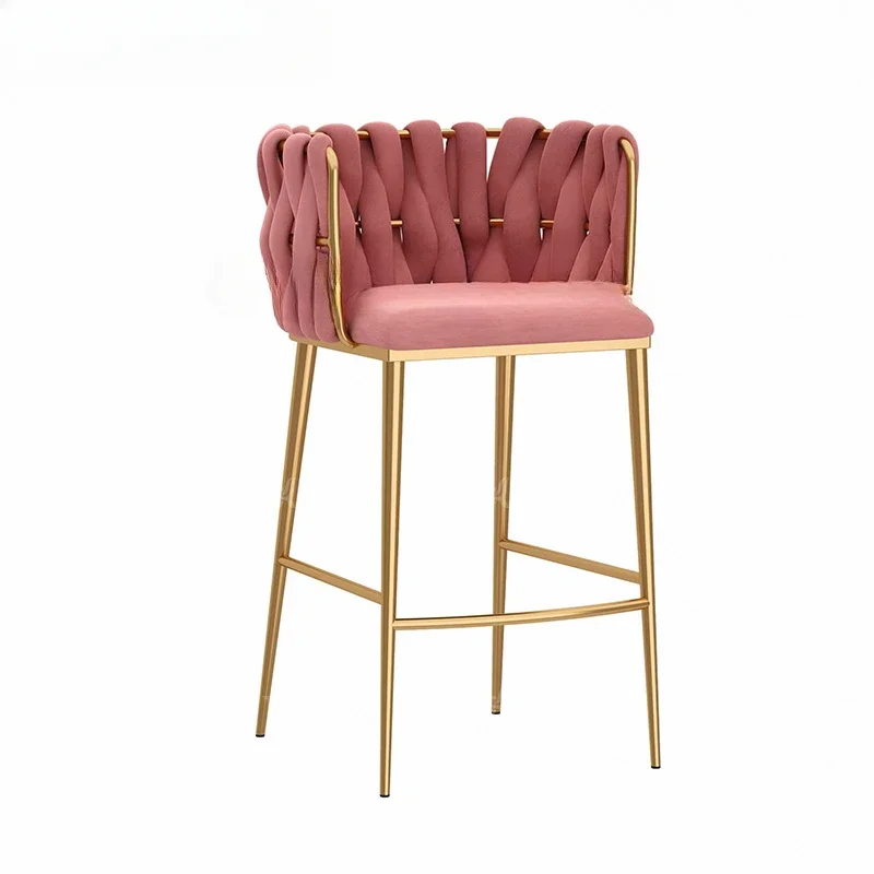 Chaises de bar nordiques en métal velours, tabouret de comptoir de salle à manger, bureau moderne, meubles de bar haut design, MR50BC