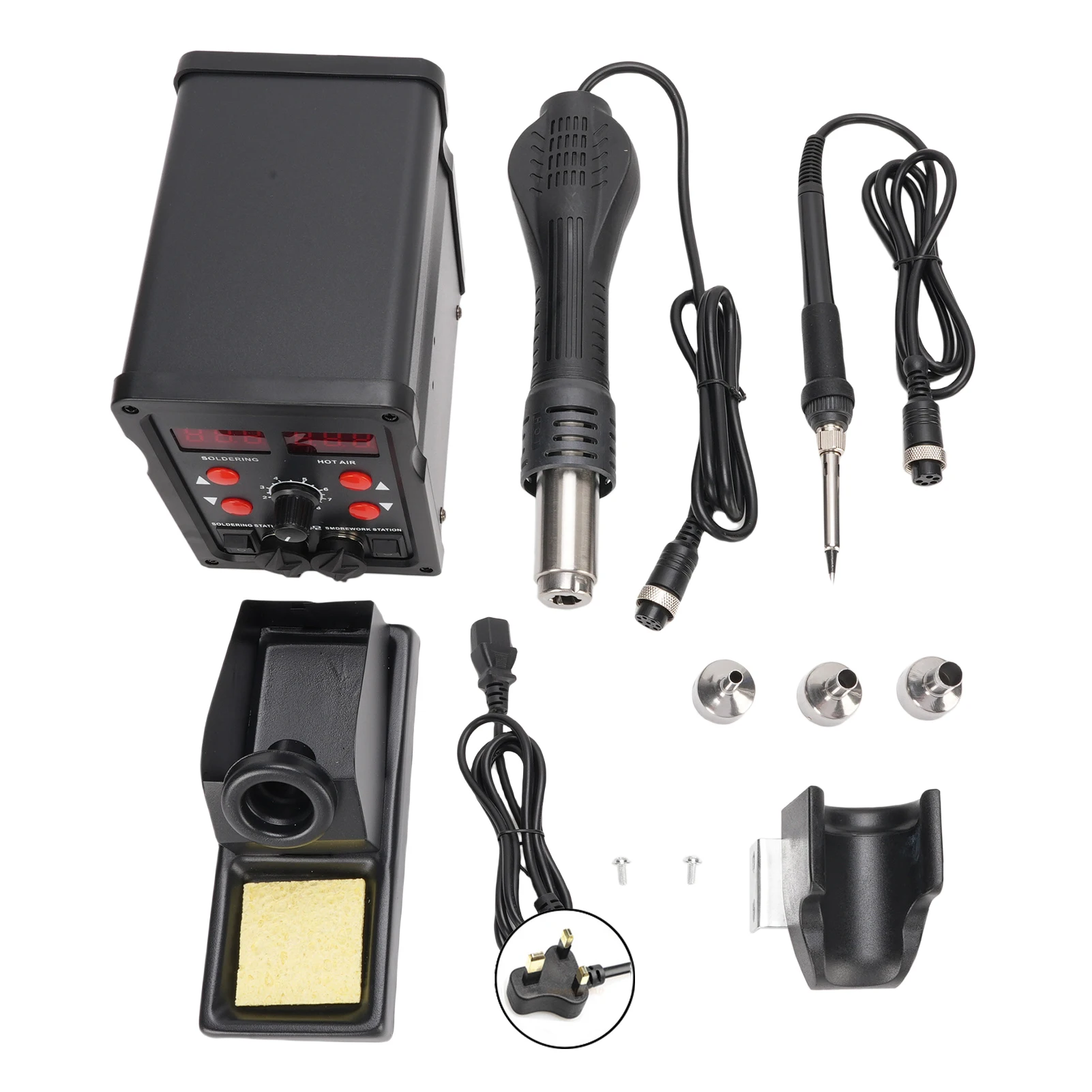 2in1 Soldering Station Hot Air Rework Station Matching Dual Digital Display Portable Electronics Repair Soldering Equipment