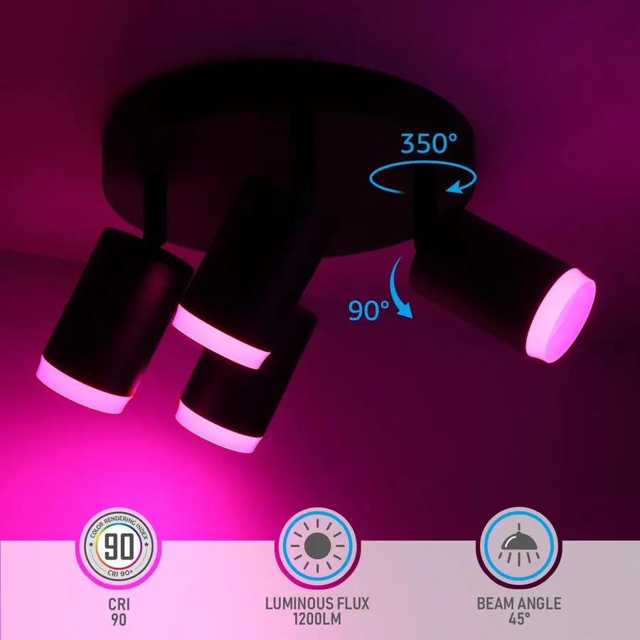 Умный светодиодный потолочный прожектор, потолочные точечные светильники с регулируемой яркостью в помещении, 4 светильника для скрытого монтажа, работа с усилителем Wi-Fi 2,4 ГГц Blueto