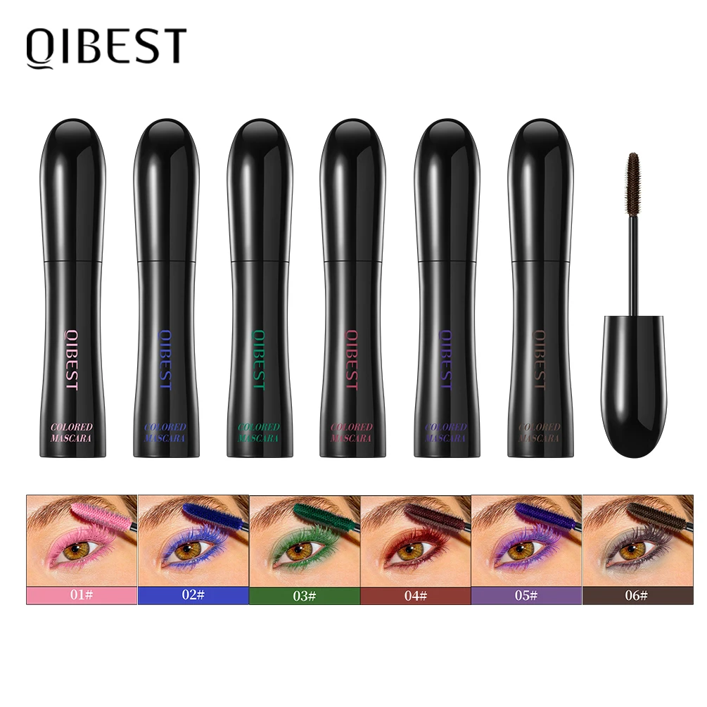 Qibest Dreidimensionale Wimperntusche Lila Blau Rot Wimperntusche Basis Langlebige, nicht verschmierende, dauerhafte Curling-Mascara-Styling-Tools