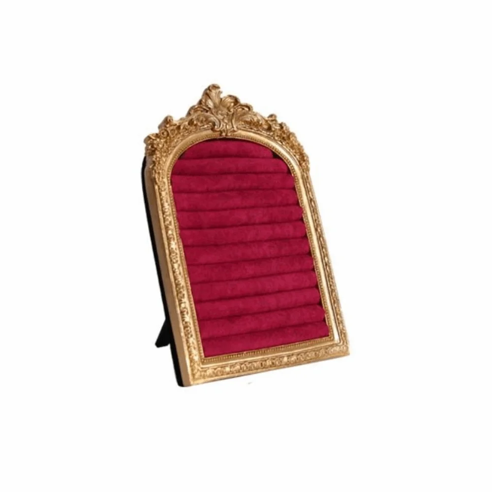 

Vintage Jewelry Storage Shelf Display Cabinet Large Capacity Velvet Earring Ring Shelves Wear-resistant Space Saving