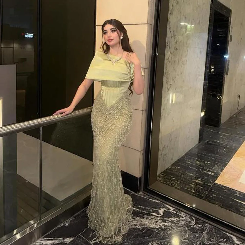 

Customized Luxury Beaded Long Evening Dress for Guest Off the Shoulder Wedding Party Gown for Women Corset vestidos de noiva