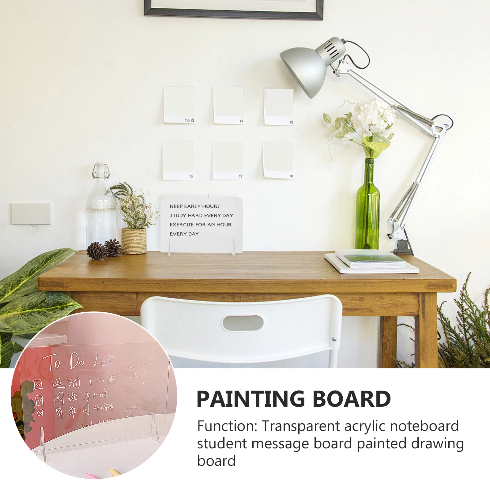 Placa de nota acrílica painel de mensagem portátil material escolar esboço decorativo pintura transparente graffiti placa parede casa