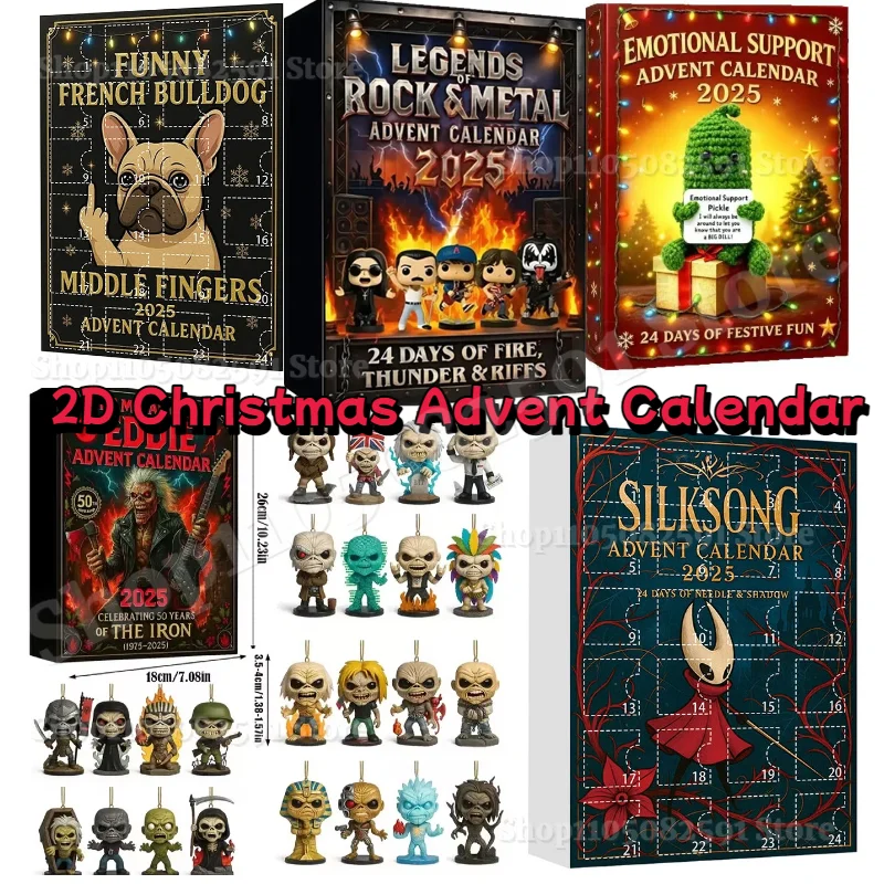 

2025 Advent Calendar Rock Metal Music Advent Calendar 2D Iconic Musical Figure Acrylic Pendant Home Decoration New Year's Gift