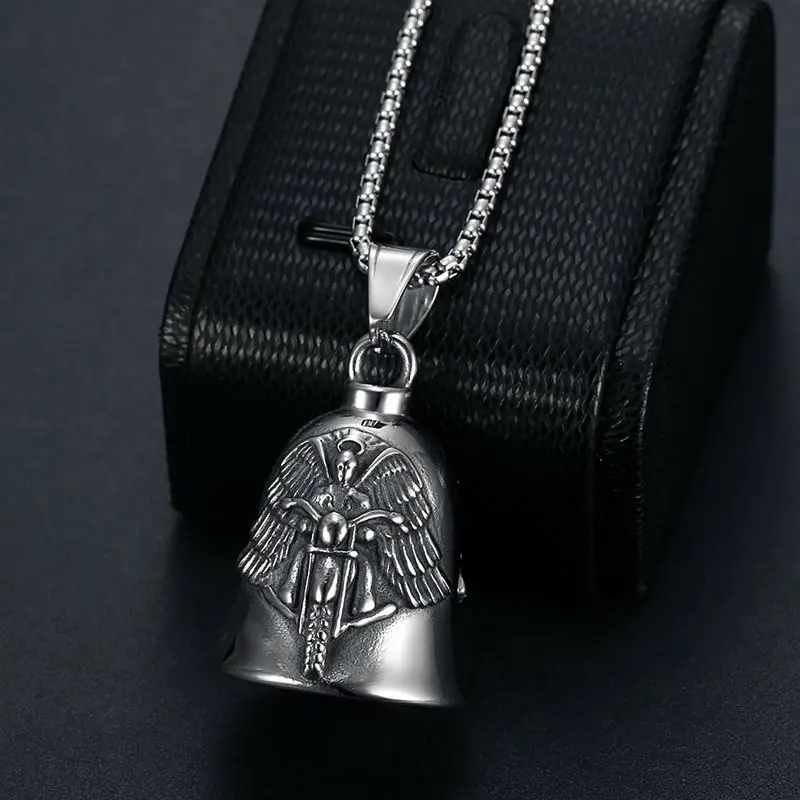 Angel Bell Motorcyclist Pendant Necklace Motorcycle Bell Riding Exorcism Accessory
