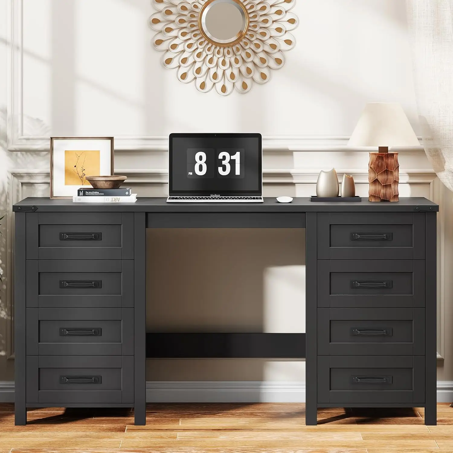 

Компьютерный стол для руководителя 60,6 дюймов, 7 ящиков, ящик для документов формата А4, для домашнего офиса, серый, на заказ