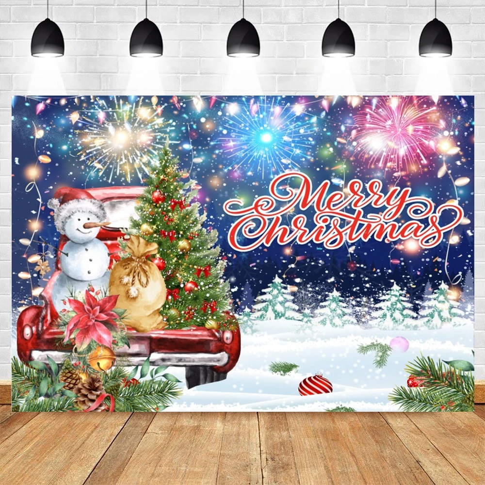 Christmas Backdrops for Photography Christmas Tree Balls Snow Photography Background Home Party Decoration Photo Studio Props