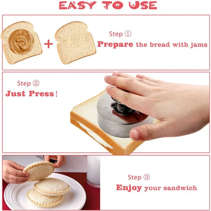 Hamburger Pie Sealer Mold Bread Round Stainless Steel DIY Sandwich Cutter BakingStainless Steel Sandwich Cutting Sealing Mould