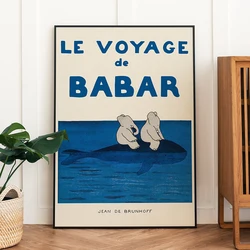 Babar The Elephant Poster Cartoon Art Canvas Painting and HD Print for Modern Child Kids Room Bedroom Wall Art Home Decor Gift