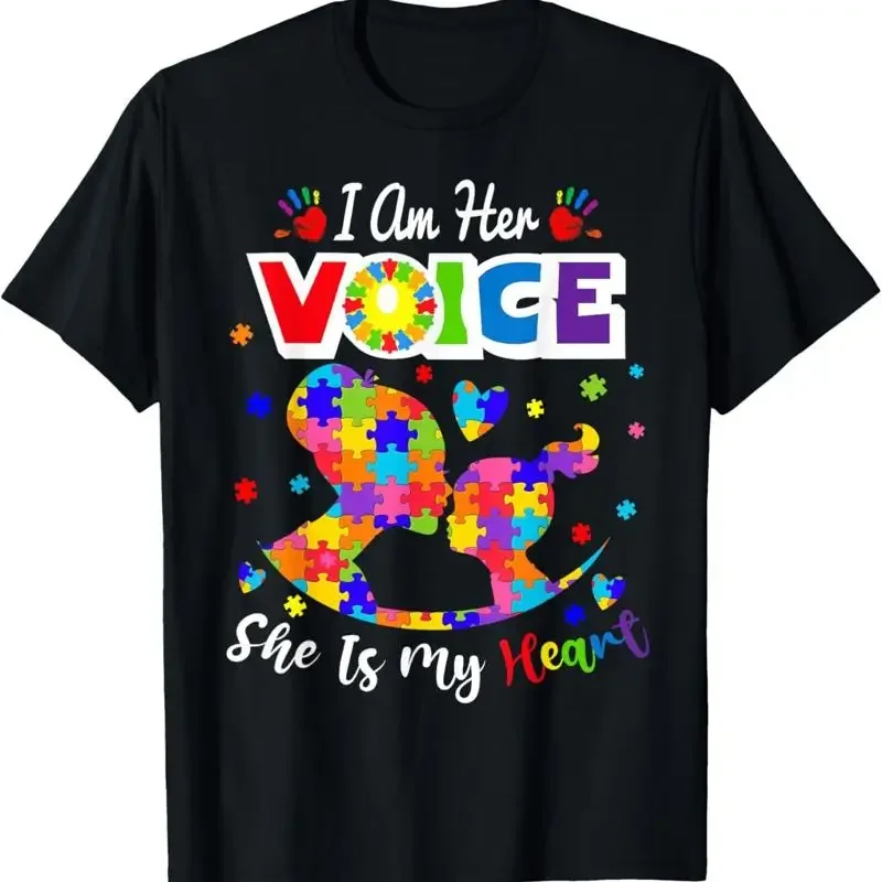 Autism Mom I'm Her Voice She is My Heart daughter Autism T-Shirt