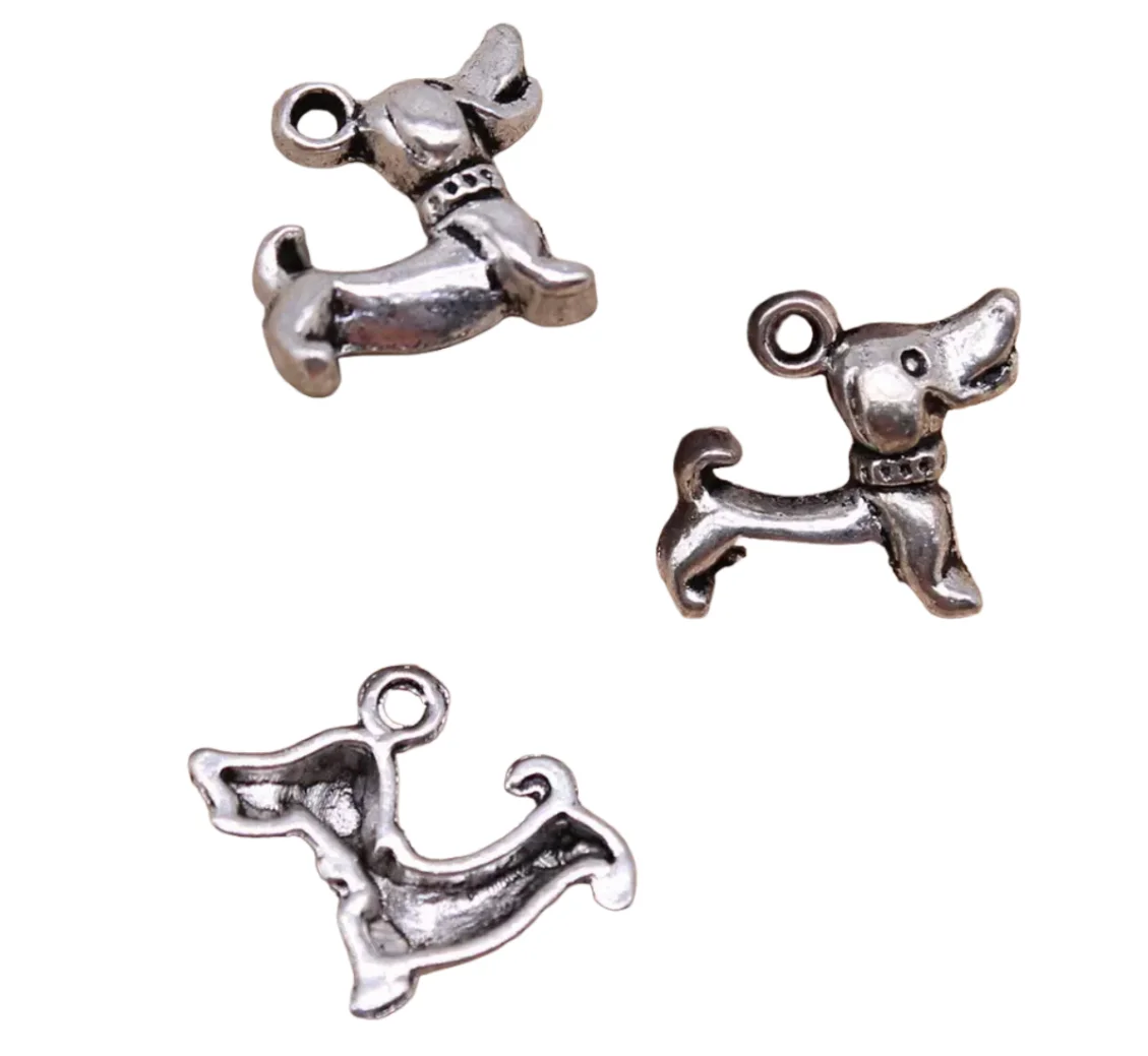 

30pcs 12mm cute dog design pendants for jewelry handmade Zinc alloy metal HW3068