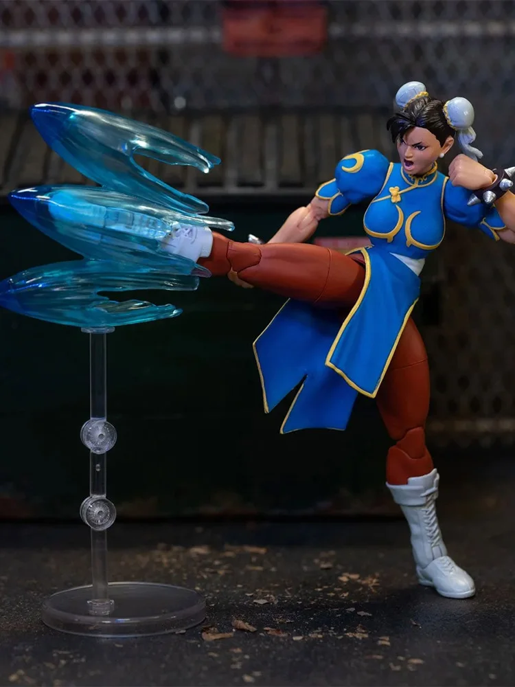 Jada Toys 1/12 Scale Blue Red Cloth Muscle Girl Chun Li Action Figure Speical Effect Ornament 6"Female Soldier Model Gift