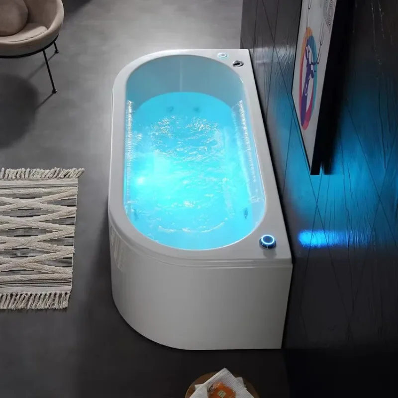 Modern Indoor Corner Whirlpool Bath Tub with Jacuzi LED 1.8m Oval Shape SPA Air Jet Massage Faucet Included for Hotel Bathroom