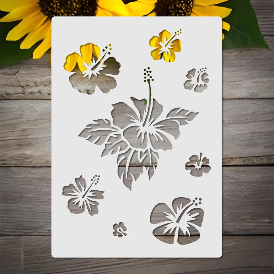 1PC A4 Floral Painting Stencil Simple Flower DIY Drawing Template for Home Decor