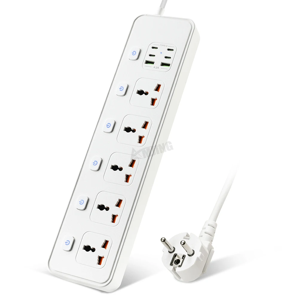 Imagem -03 - Universal Multi Outlet Strip Extensão Power Strip Reino Unido para ue Plug Adapter Soquete de Alta Capacidade 2m Cabo Line Board 13a 250v 3250w