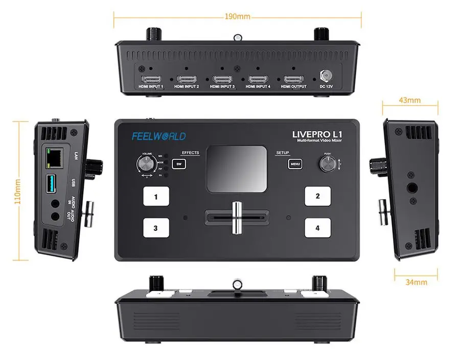 2025 Livepro L1 V1 Multi-Format Video Mixer Switcher Real Time Live Streaming Brocasting Studio Record USB 3.0