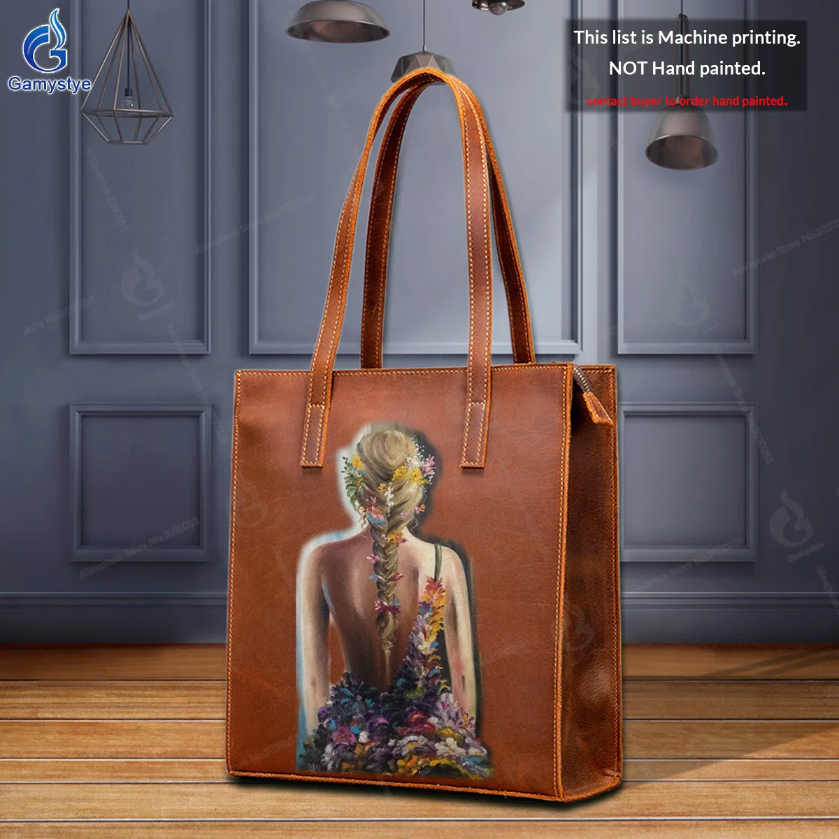 Art Print Customize Totes The back of a girl Female designer handbags high quality Messenger Shoulder Bag Genuine Leather Travel