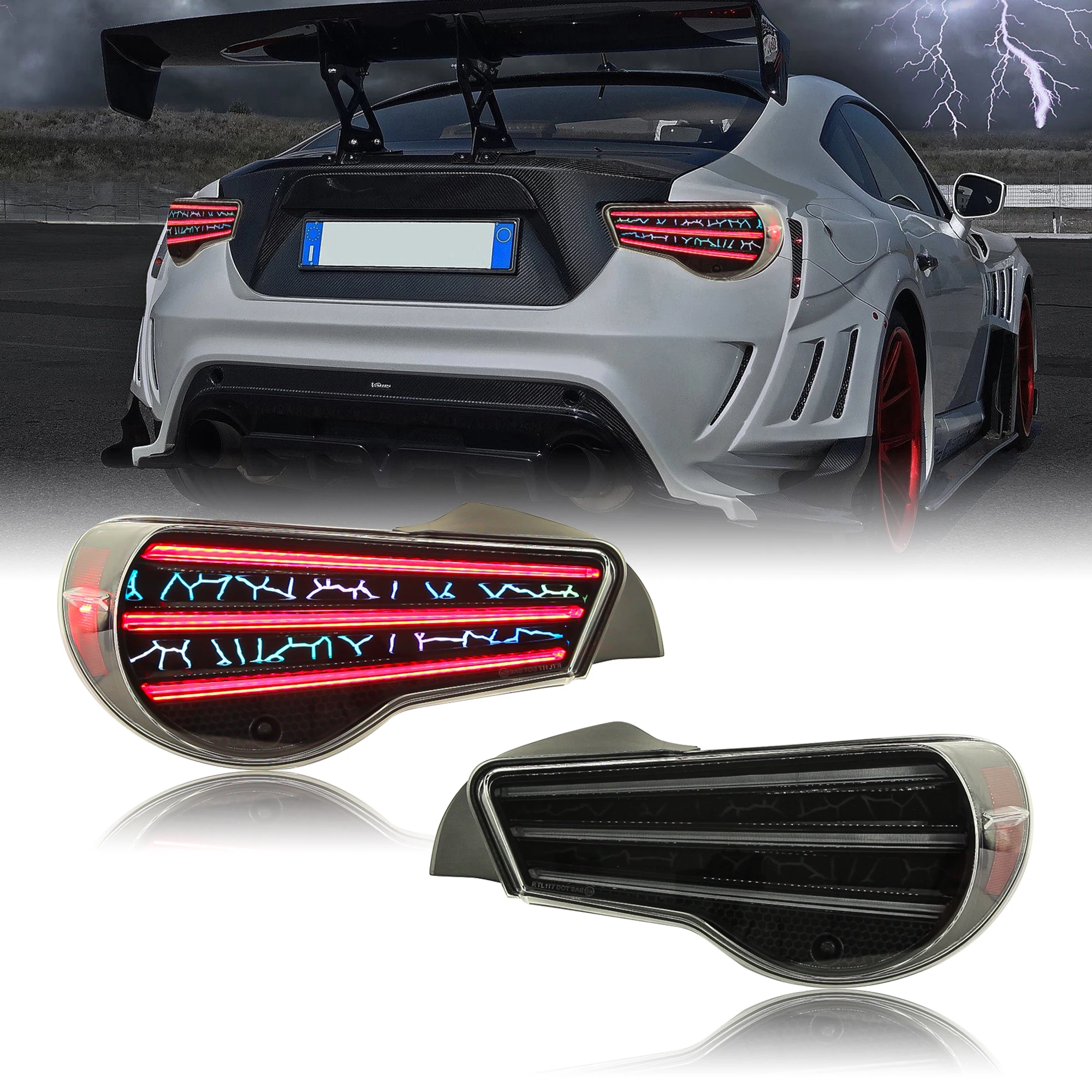 

RGB Model 2012-2020 Year For Toyota 86 GT86 Subaru BRZ & Scion FR-S Full LED Tail Lights Rear Lamps With Clear Lens