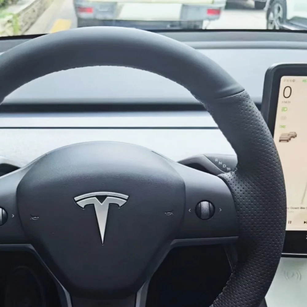 Custom Car Steering Wheel Cover Anti-Slip And Comfortable Microfiber Leather For Tesla MODEL 3 MODEL Y Avant Steering Wrap