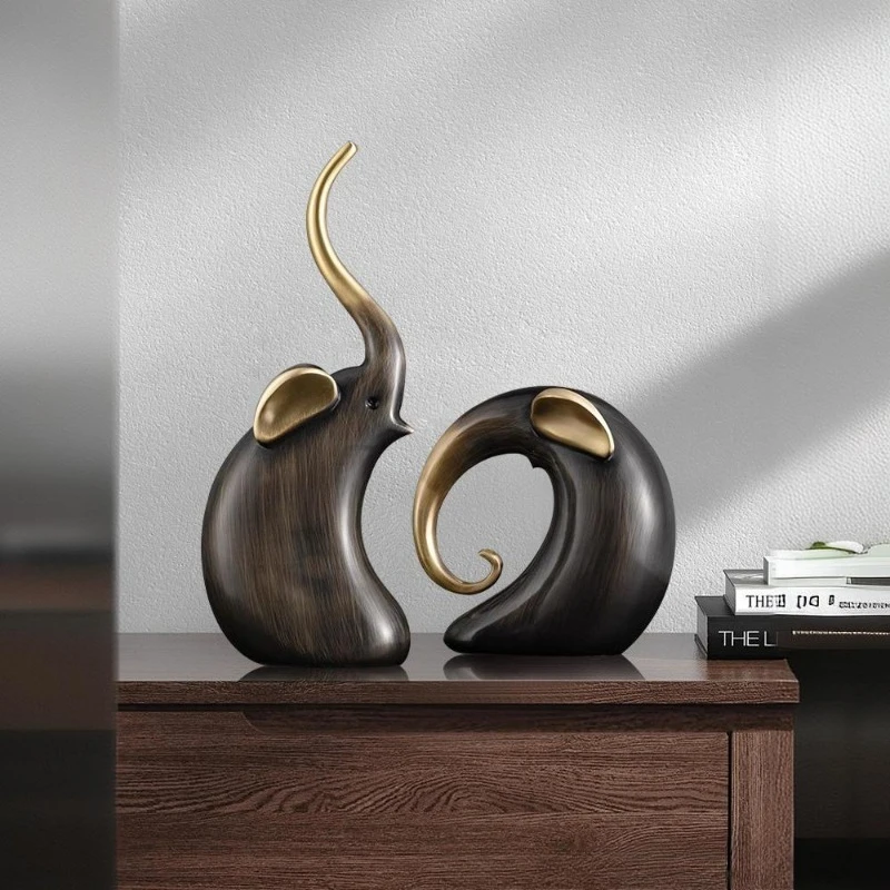 all copper rich auspicious elephant ornament pair home decoration entrance wine cabinet living room housewarming gift desktop