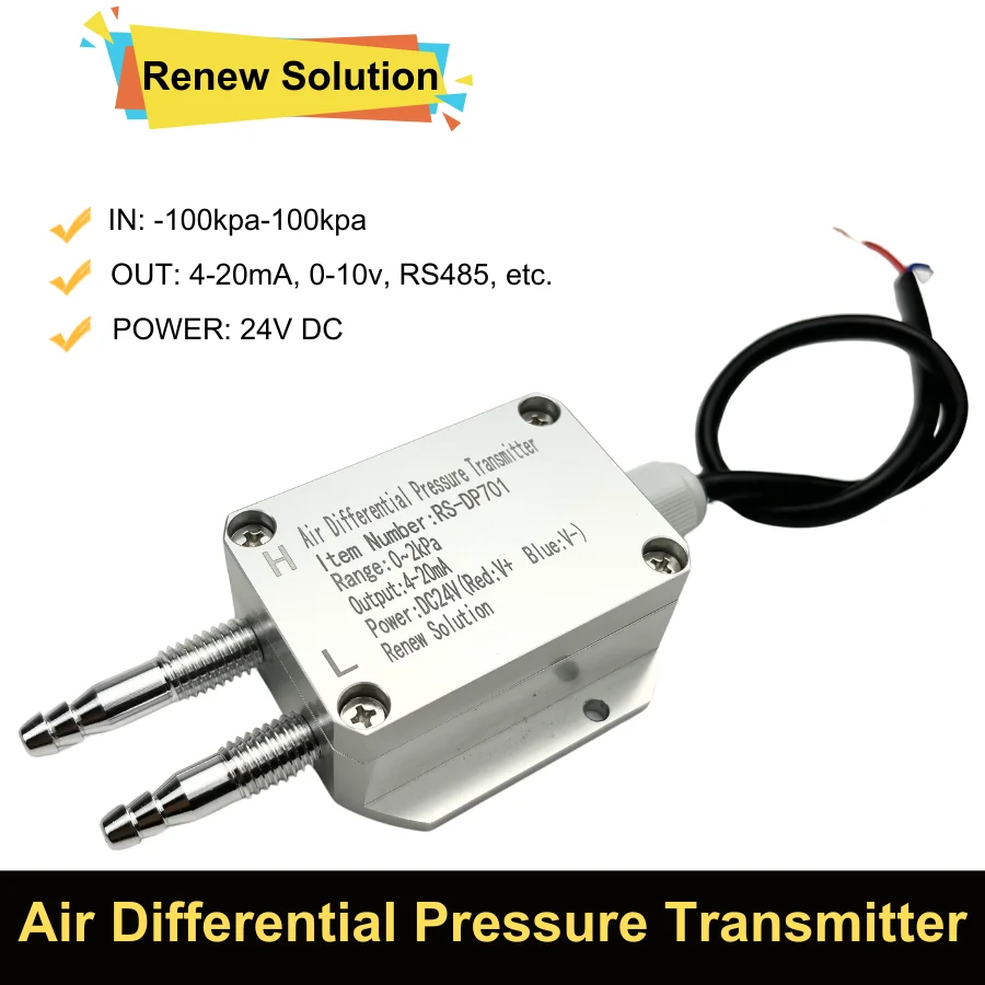 Imagem -03 - Transdutor de Pressão Diferencial Pequeno ar e Vento Pressão Transmissor 420ma Rs485 Saída 01kpa