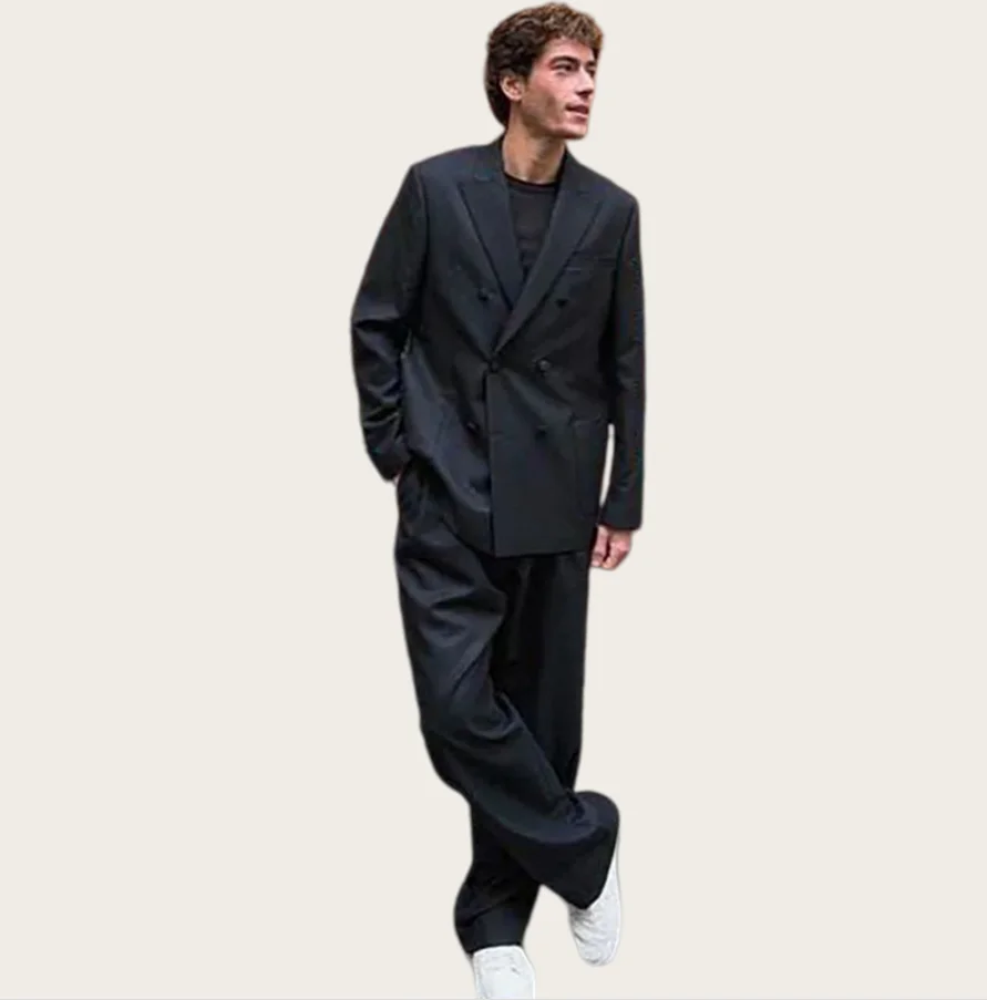 

Mophiel Men's Suits 2 Pieces Double Breasted Peaked Lapel Casual Blazer Business Office Daily Tuxedo Jacket+Pants Customized