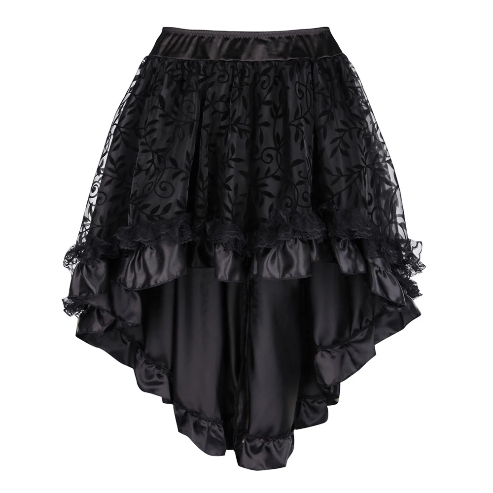 Saia steampunk vintage gótica plus size 6xl, saia assimétrica fecho zíper preto tamanho 6xg #937