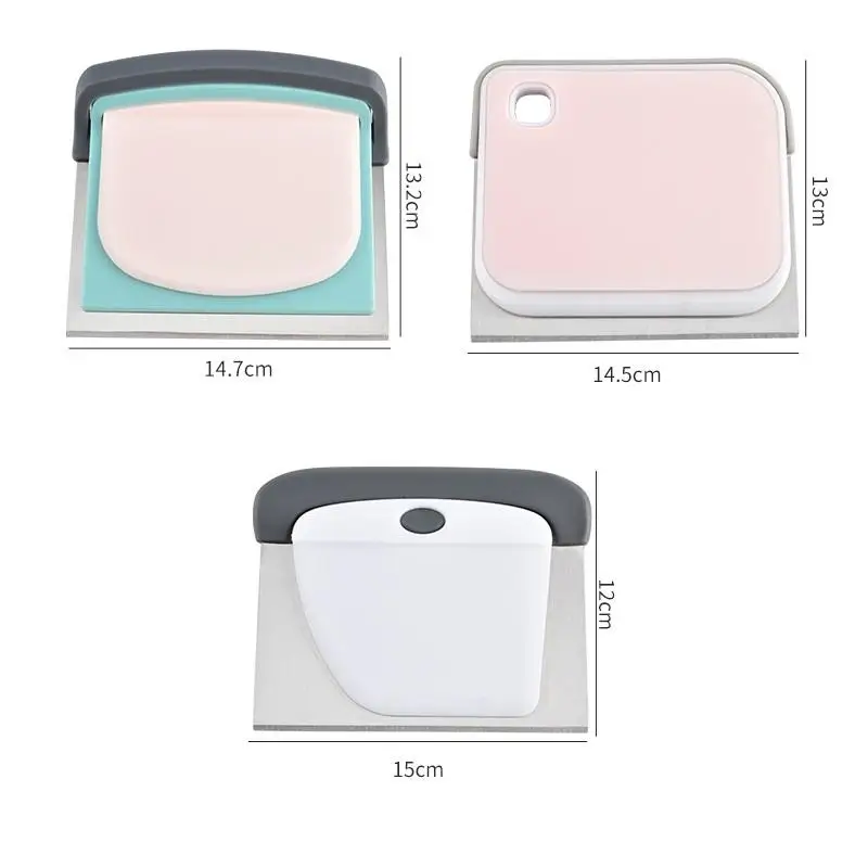 3 in 1 Pro Pasta Pasta Raschietto/Taglierina/Tritatutto Strumento di cottura in acciaio inossidabile per dividere la miscelazione della farina Torta Pane Pizza Impasto