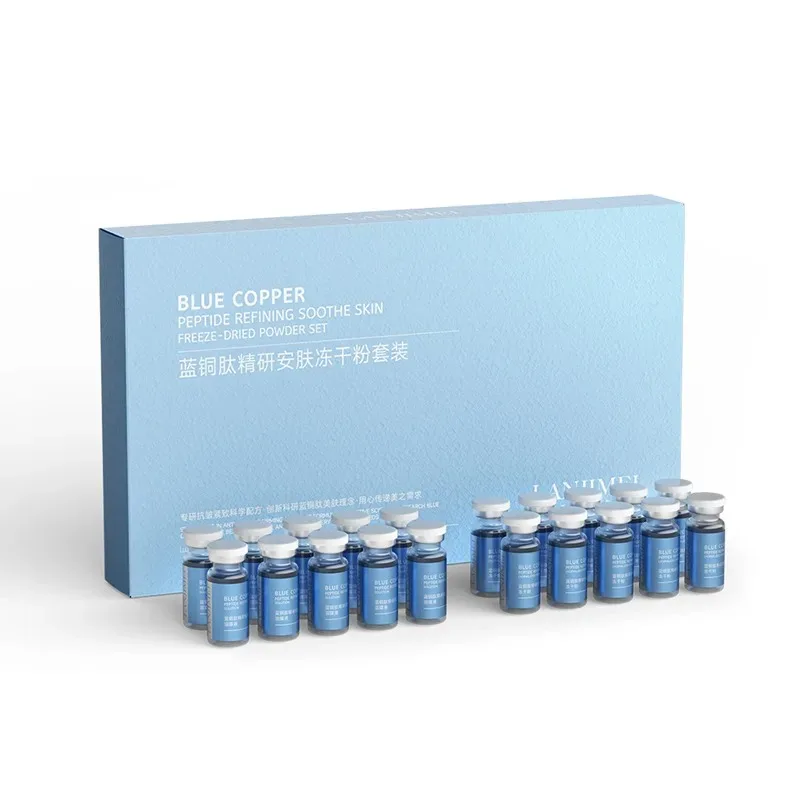 20pcs Blue Copper Peptide Freeze-Dried Powder Set Oligopeptide Anti Wrinkle Essence Shrink Pores Acne Treatment Skincare Serum
