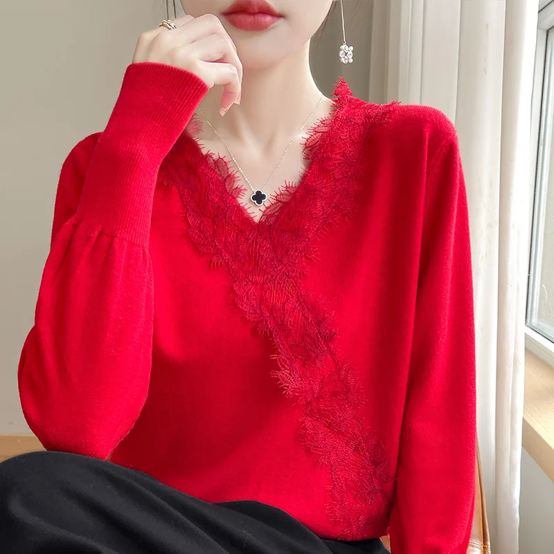 2024 New  Autumn and Winter Cashmere sweater women Casual V-Neck Cashmere sweater women fashion autumn warm pullover top