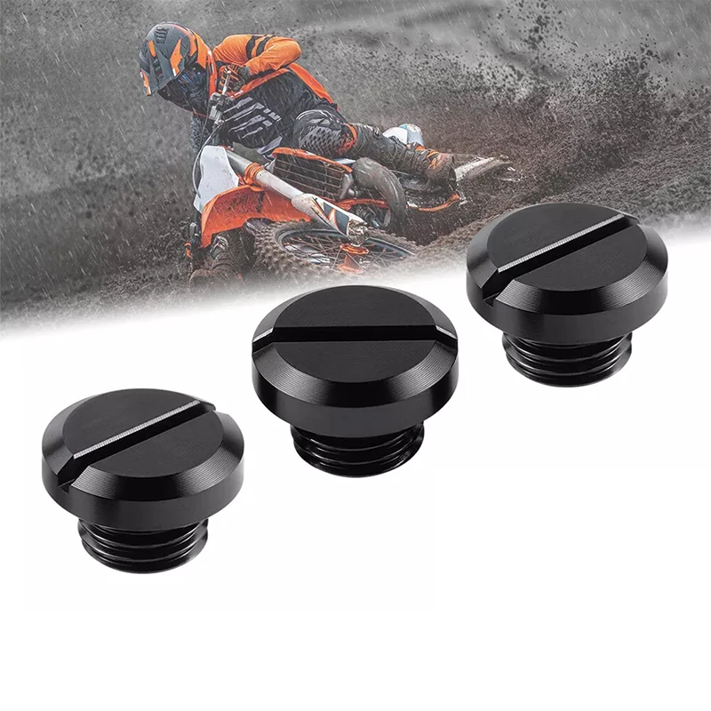 3X CNC Billet Mirror Hole Blanking Plugs M10x1.25 Anodized Aluminum Alloy Motorcycle Accessories Common Black