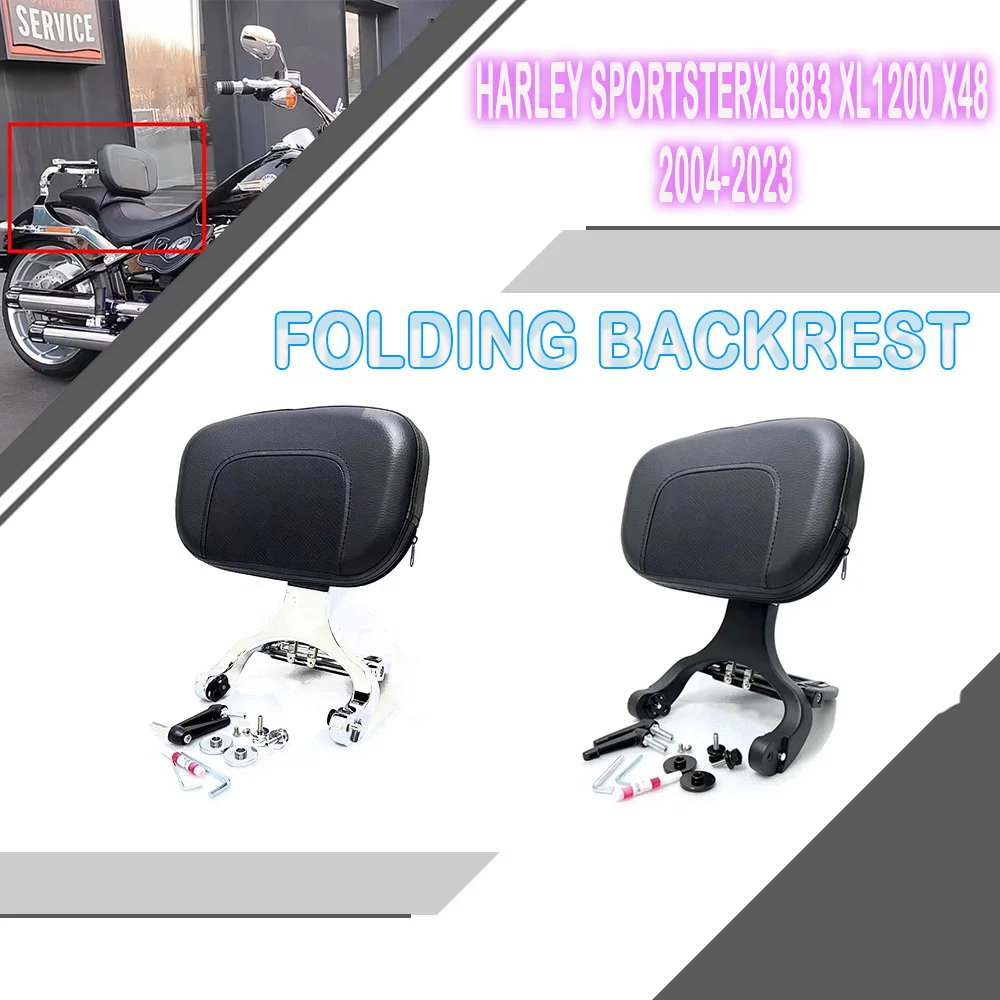 

Suitable For Harley SportsterXL883 XL1200 X48 2004-2023 folding backrest Motorcycle refitting aluminum alloy folding backrest