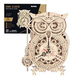 Robotime Rokr Owl Clock 3D Wooden Model Kits Wooden Puzzle for Adult