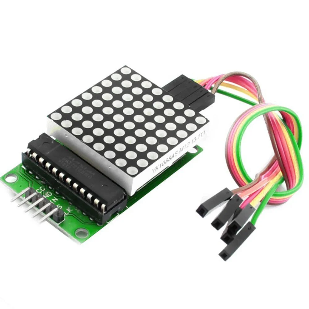 MAX7219 8x8 Dot Matrix Module  4-in-1 Common Cathode LED Display Red/Green with Dupont Cables for Arduino/MCU Projects