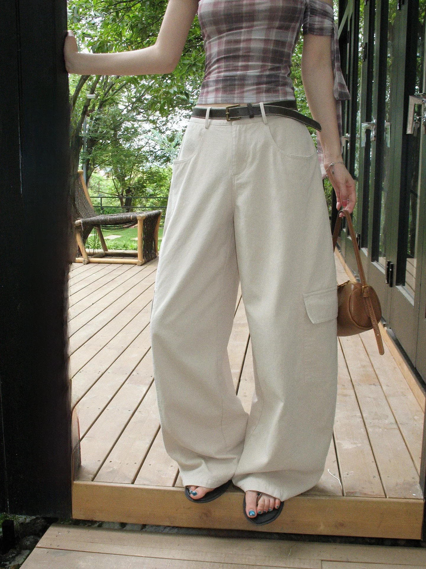 

Casual Straight Leg Workwear Pants Women's Loose Wide Leg Long Trousers Xiebu Meat Baimeng Summer Lazy Versatile Loose Fit Pants