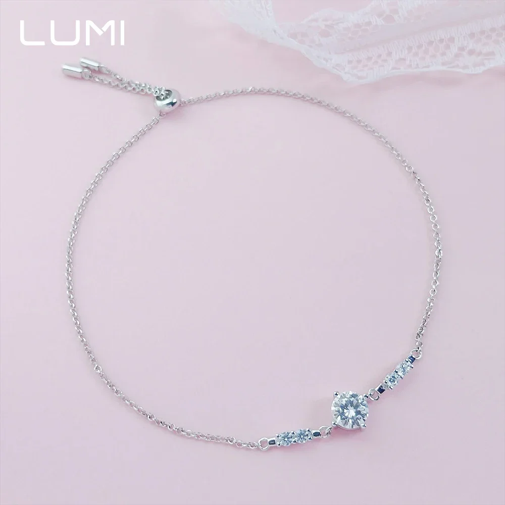 أنيقة 1cctw VVS1 مويسانيتي S925 الفضة قابل للتعديل سوار للنساء حفلة الذكرى عيد ميلاد الحاضر مجوهرات الخطوبة #3