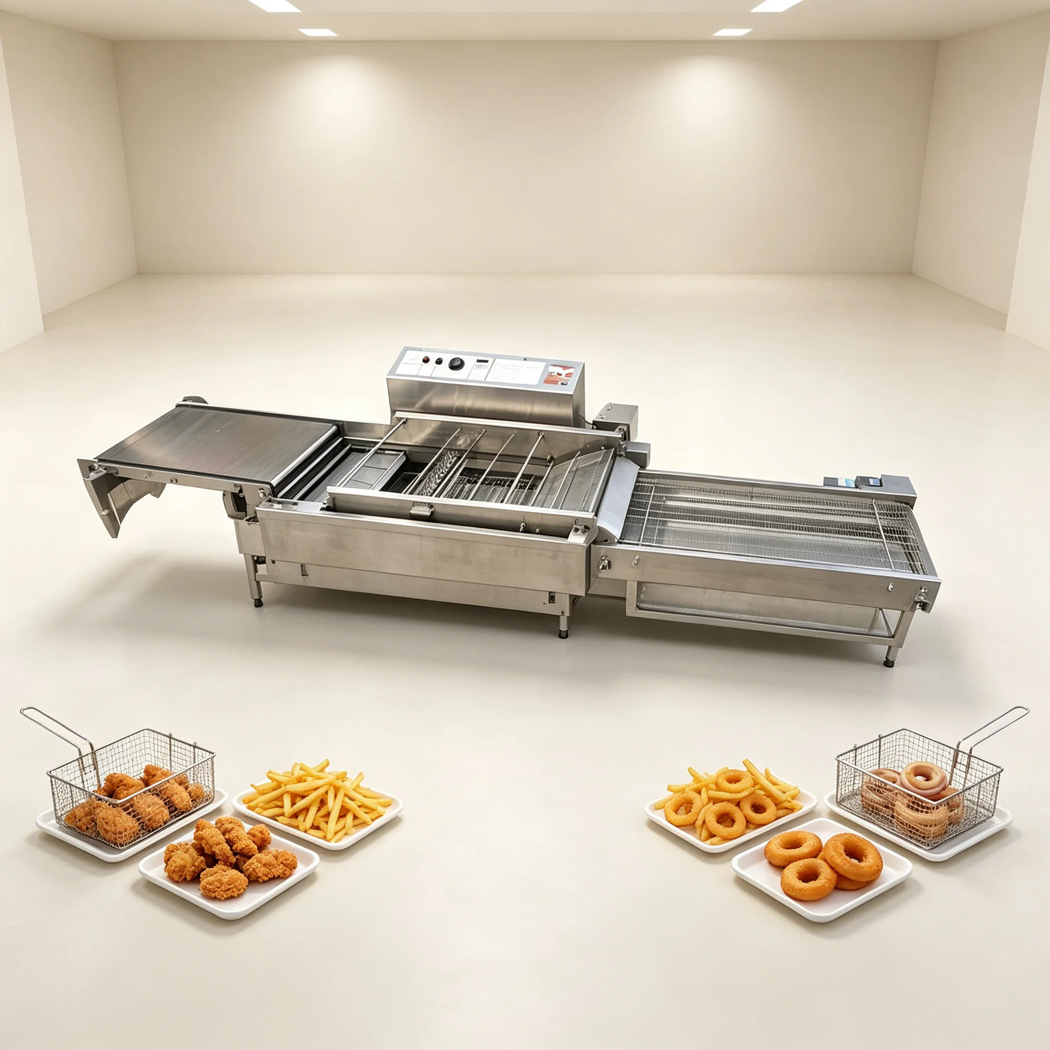 Food Processing French Fries Donuts Popcorn Chicken Industrial Fryer Machine