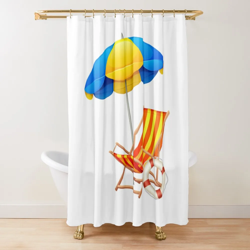 

Time For The Beach Shower Curtain Bathroom Decor Waterproof Shower And Anti-Mold Cute Shower Curtain