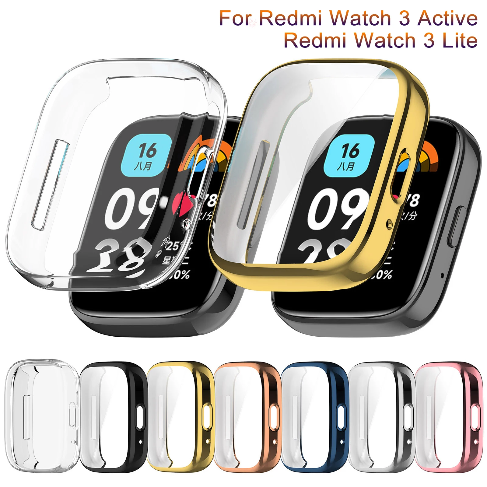 Новый защитный чехол для Xiaomi Redmi Watch 3 Active, ТПУ полная Защита экрана для Redmi Watch 3 lite, чехол, аксессуары, корпус