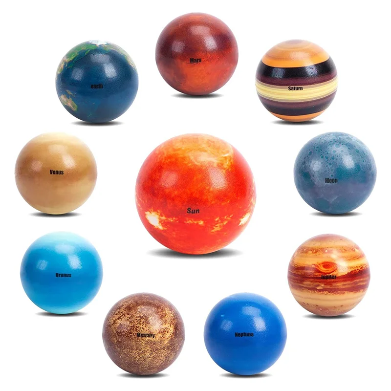 

Mini Solar System Stress Balls,10PCS Planets Squeeze Balls Space Early Learning Stress Relief Fidget Toy