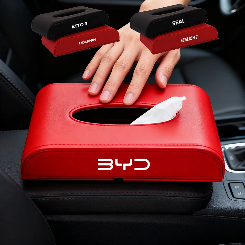 

Car Tissue Box Holder Leather Auto Interior Accessories Napkin For BYD Seal Sealion7 Seal-U Atto 3 Atto 2 Dolphin Tang