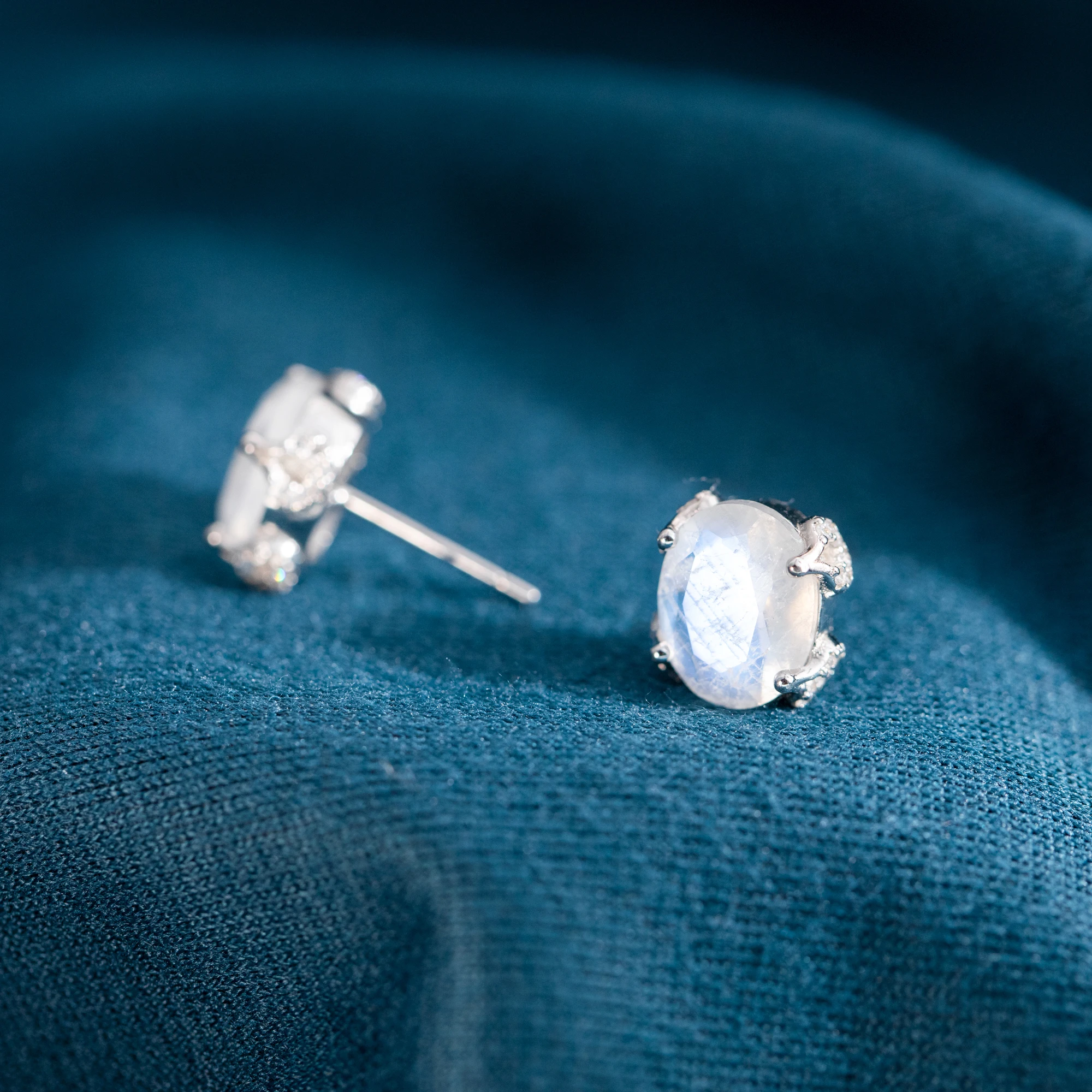 Elegant Oval Cut Moonstone Stud Earrings 925 Sterling Silver For Women Inspired Jewelry Accessories Custom Promise Earrings