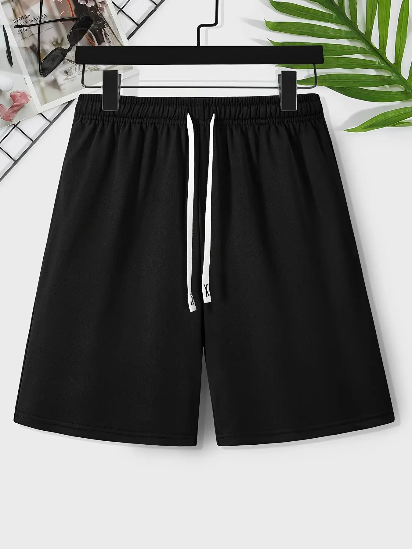

Men'S Casual Solid Color Elastic Waistband Shorts for Summer Basketball Beach Vacation